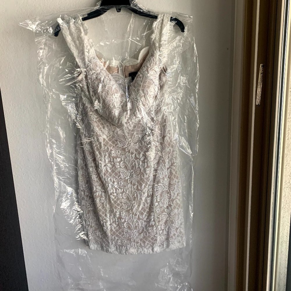 Windsor Formal Off the Shoulder White Midi Dress